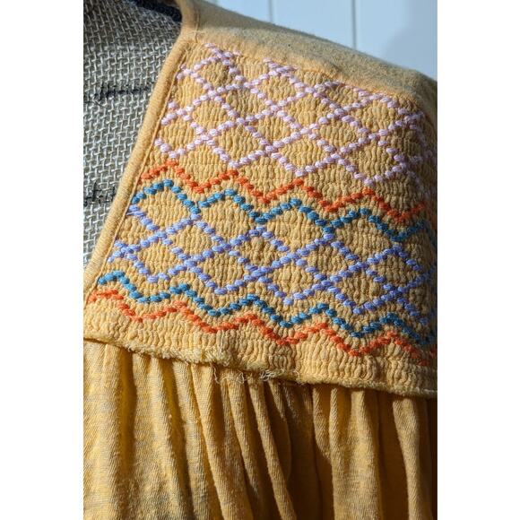 Free People Carrot Ginger Embroidered Dolman Boho Tie Market Tee Womens Sz M - Picture 6 of 11